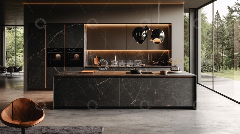 高清大图下载【趣麦麦图】现代极简灰色系厨房