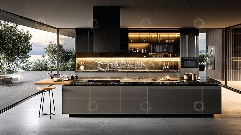 高清大图下载【趣麦麦图】现代极简风格高端厨房