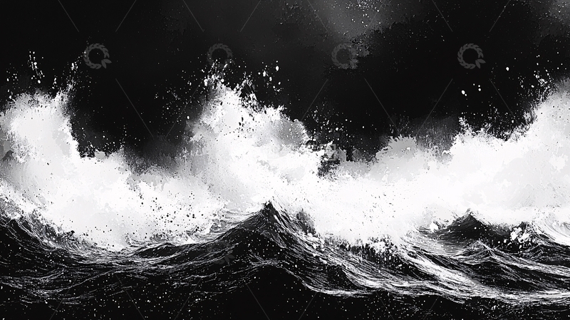 高清大图下载【趣麦麦图】黑白巨浪