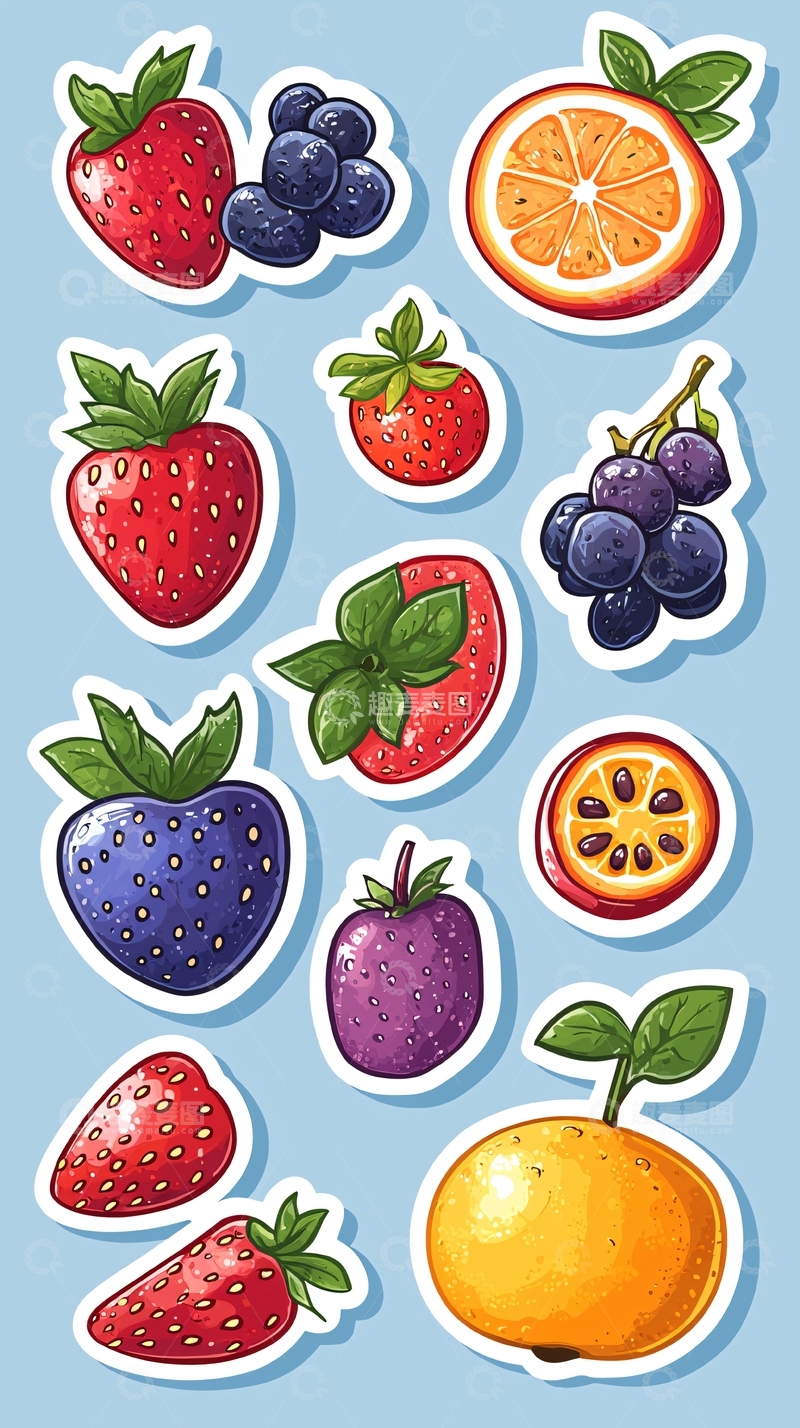 高清大图下载【趣麦麦图】水果贴纸卡通图案