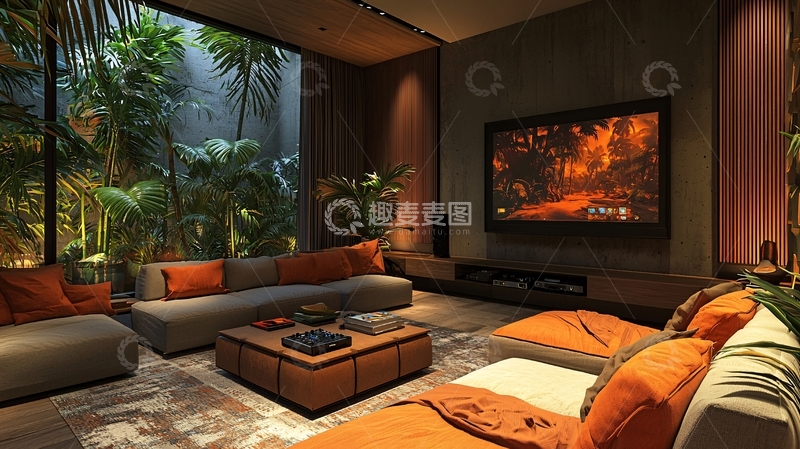 高清大图下载【趣麦麦图】现代风格家居影音室