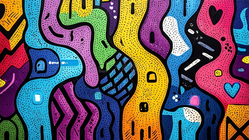 高清大图下载【趣麦麦图】多彩抽象涂鸦墙绘