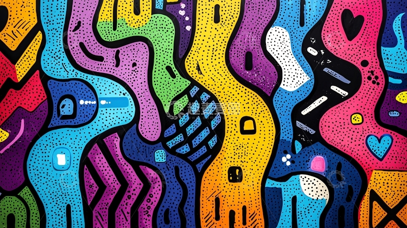 高清大图下载【趣麦麦图】多彩抽象涂鸦墙绘