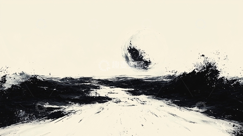 高清大图下载【趣麦麦图】黑白抽象风景画