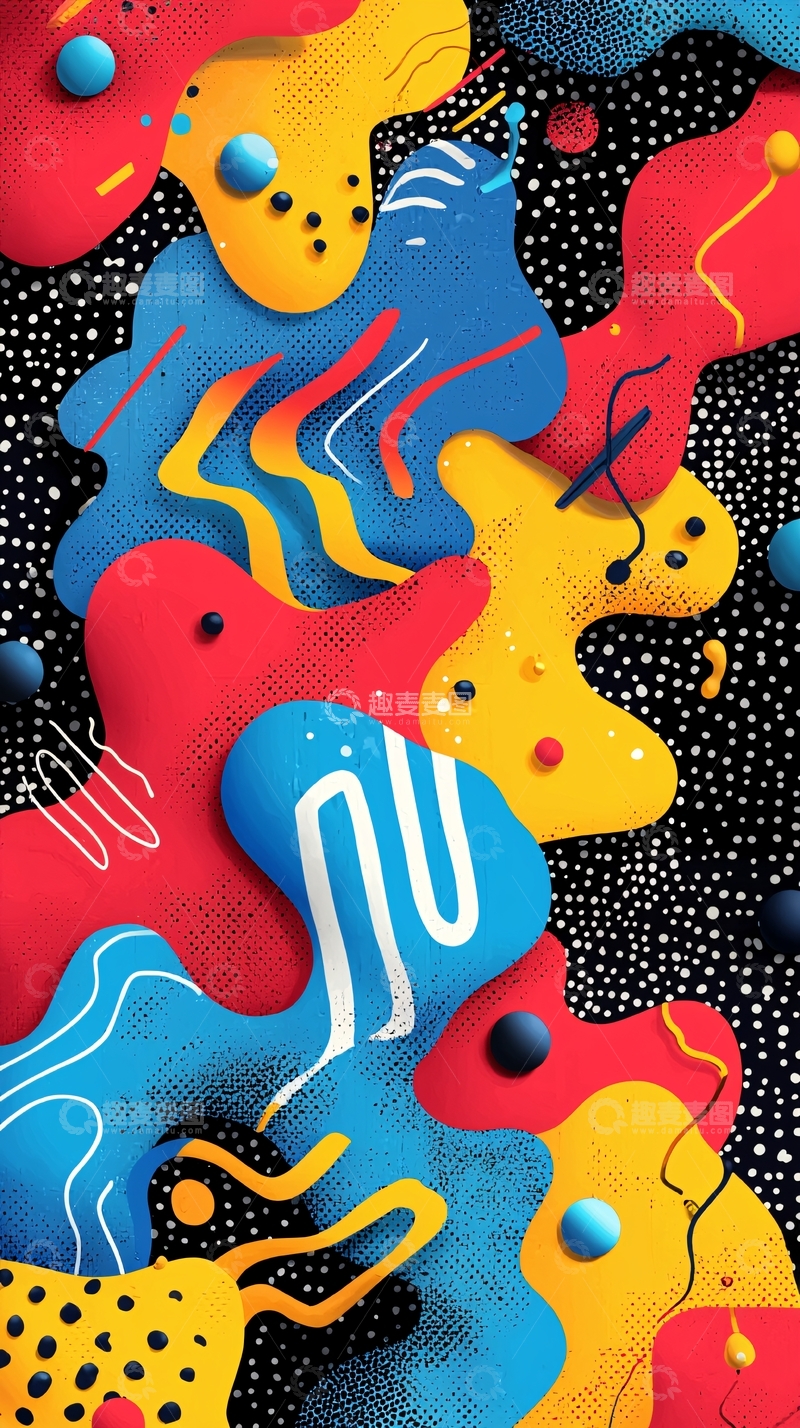 高清大图下载【趣麦麦图】抽象彩色流体泼墨