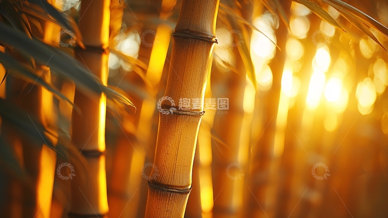 高清大图下载【趣麦麦图】金色阳光下的竹林