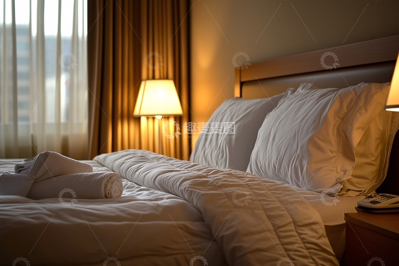 高清大图下载【趣麦麦图】温馨舒适的酒店床铺