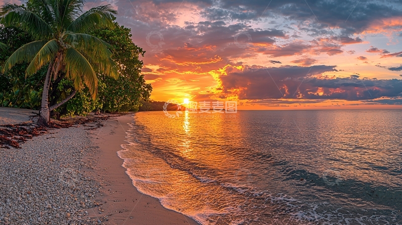 高清大图下载【趣麦麦图】热带海滩日落