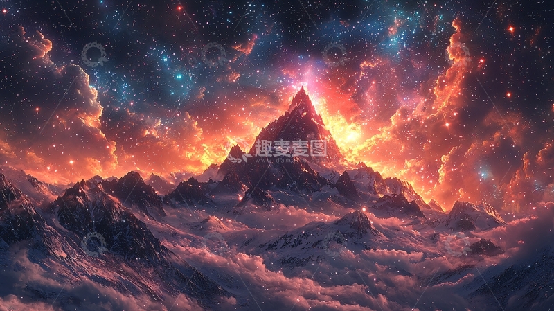 高清大图下载【趣麦麦图】燃烧的宇宙山峰