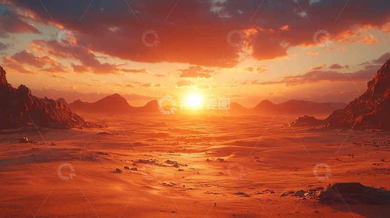高清大图下载【趣麦麦图】沙漠日落