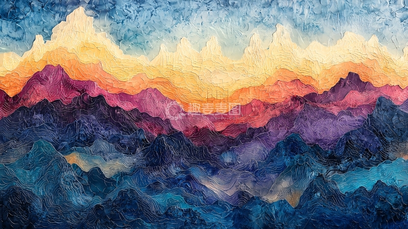 高清大图下载【趣麦麦图】水彩山脉11