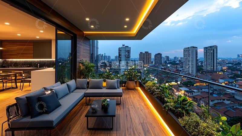 高清大图下载【趣麦麦图】夜景阳台65