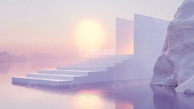 高清大图下载【趣麦麦图】极简主义风格日出阶梯