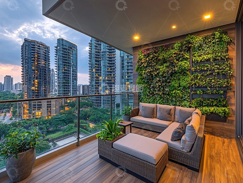 高清大图下载【趣麦麦图】阳台夜景