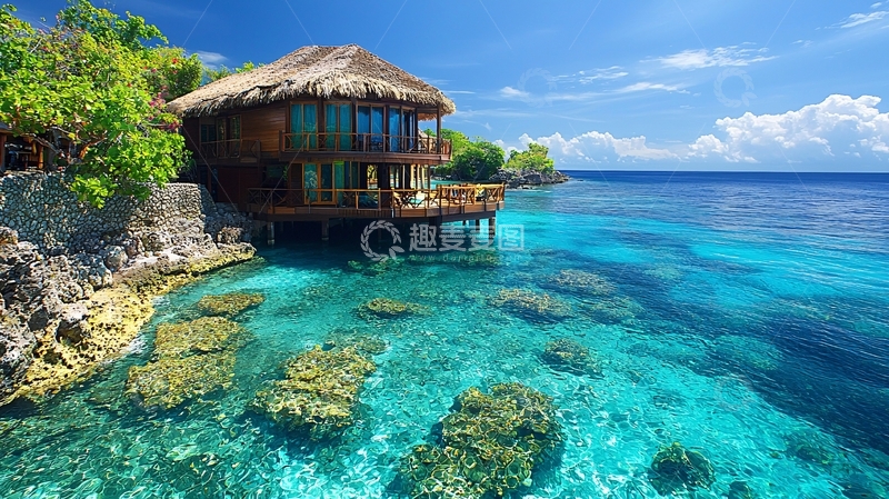 高清大图下载【趣麦麦图】海边木屋度假别墅