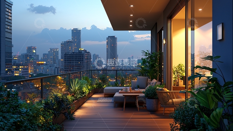 高清大图下载【趣麦麦图】夜景阳台63