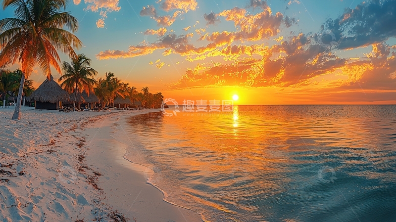 高清大图下载【趣麦麦图】热带海滩日落