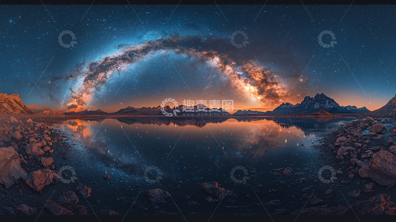 高清大图下载【趣麦麦图】星空倒影湖泊