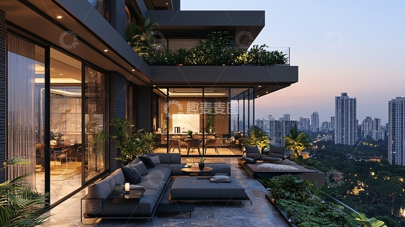 高清大图下载【趣麦麦图】现代简约风格高层公寓露台
