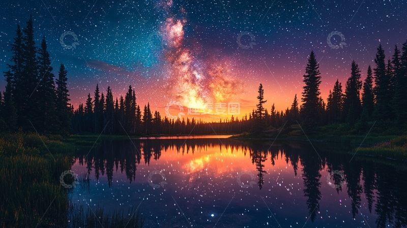 高清大图下载【趣麦麦图】星空倒影