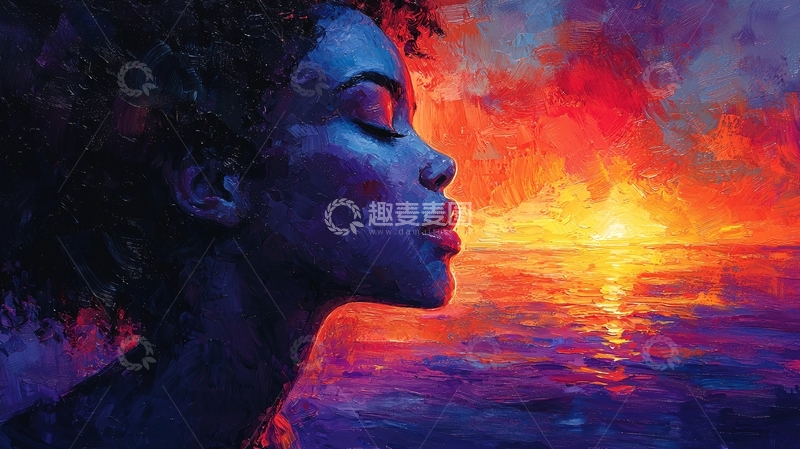 高清大图下载【趣麦麦图】黑人女性侧脸剪影