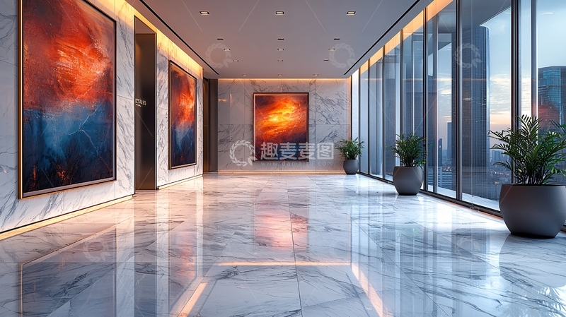 高清大图下载【趣麦麦图】现代化大理石走廊高清图片