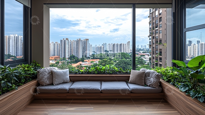 高清大图下载【趣麦麦图】落地窗景观阳台