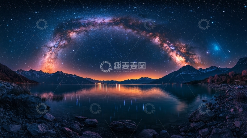 高清大图下载【趣麦麦图】星空倒影湖泊