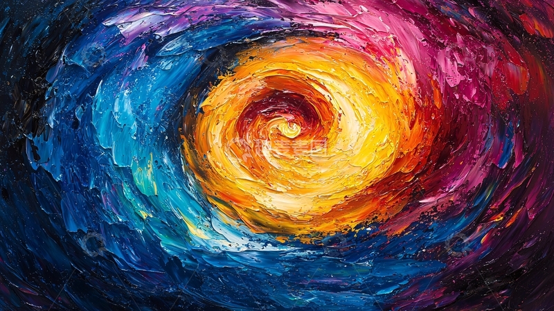 高清大图下载【趣麦麦图】色彩斑斓的漩涡油画