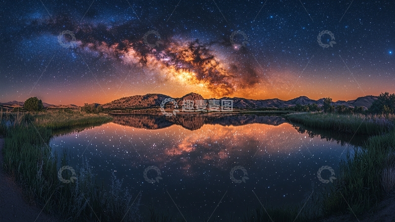 高清大图下载【趣麦麦图】星空倒影