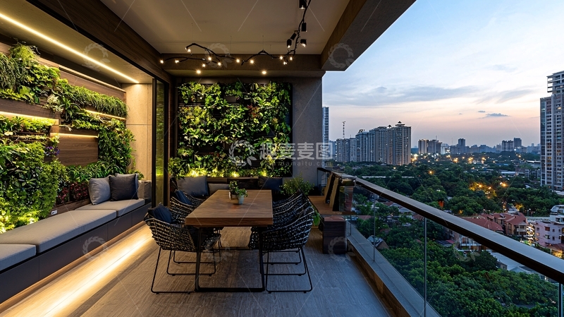 高清大图下载【趣麦麦图】阳台夜景