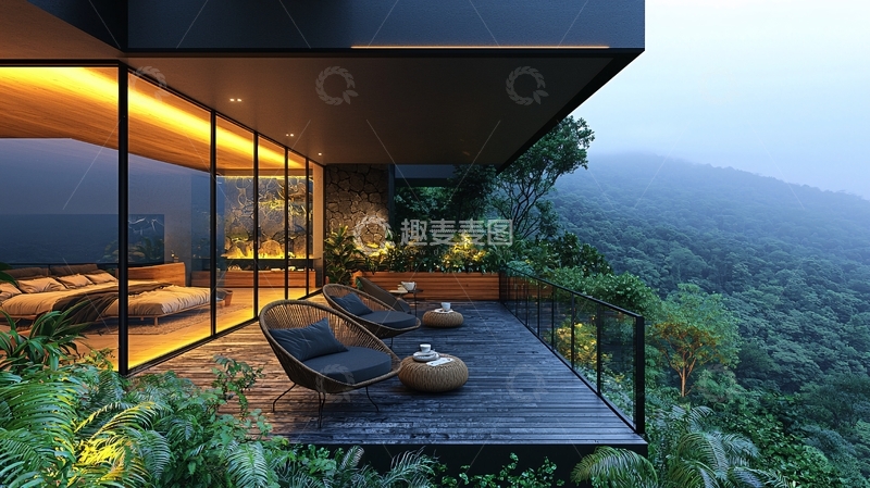 高清大图下载【趣麦麦图】山顶别墅夜景