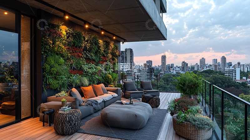 高清大图下载【趣麦麦图】-现代都市阳台花园景观