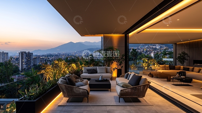 高清大图下载【趣麦麦图】现代简约别墅夜景