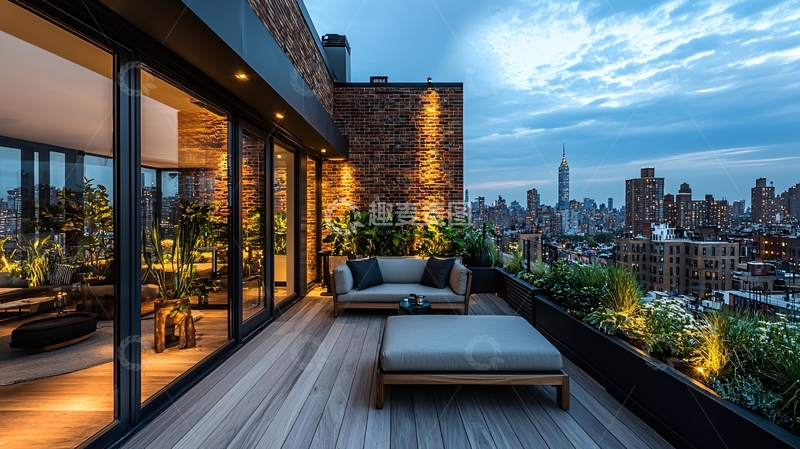 高清大图下载【趣麦麦图】夜景都市露台