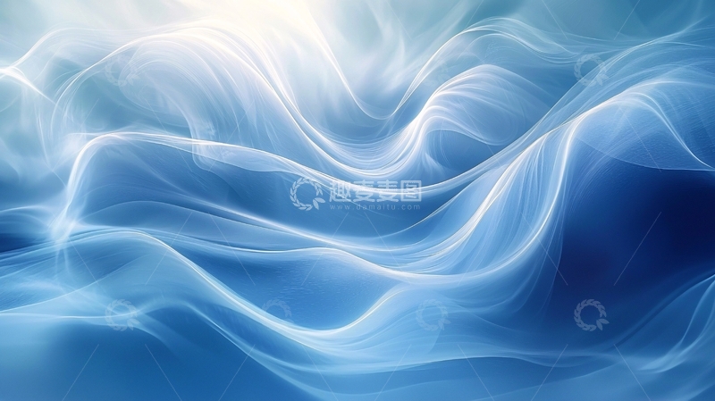 高清大图下载【趣麦麦图】蓝色梦幻飘逸轻纱背景