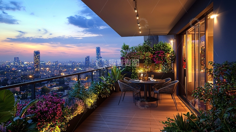 高清大图下载【趣麦麦图】夜景阳台68