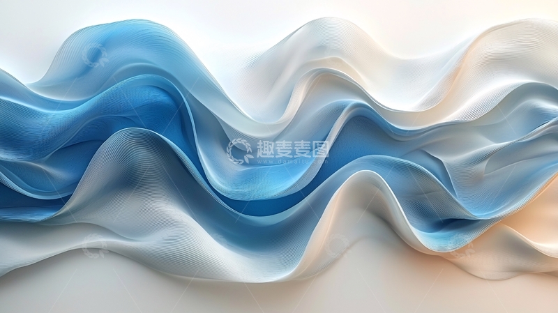 高清大图下载【趣麦麦图】蓝色丝绸波浪