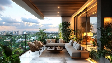 高层公寓阳台夜景