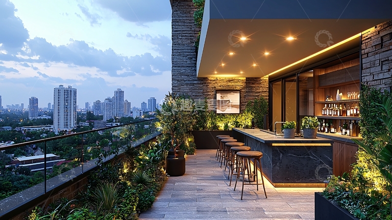 高清大图下载【趣麦麦图】高端夜景露台酒吧