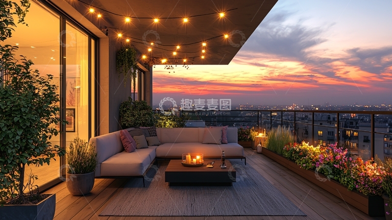 高清大图下载【趣麦麦图】阳台夜景