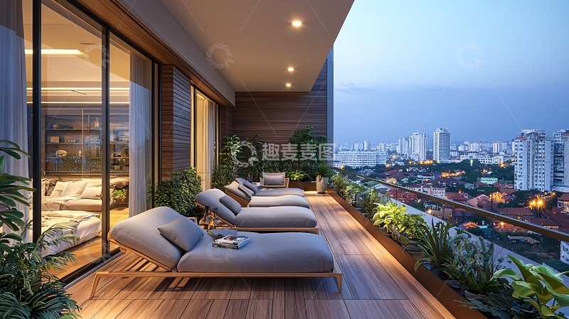 高清大图下载【趣麦麦图】豪华露台夜景