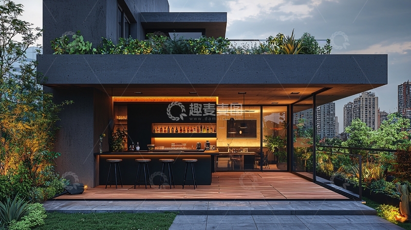 高清大图下载【趣麦麦图】现代风格别墅夜景