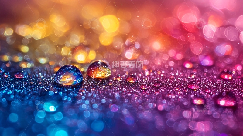 高清大图下载【趣麦麦图】彩色水珠背景