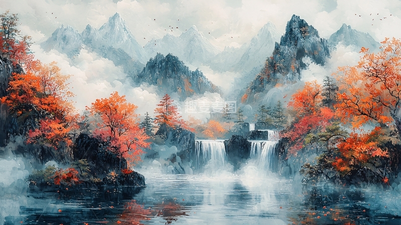 高清大图下载【趣麦麦图】水墨山水画612