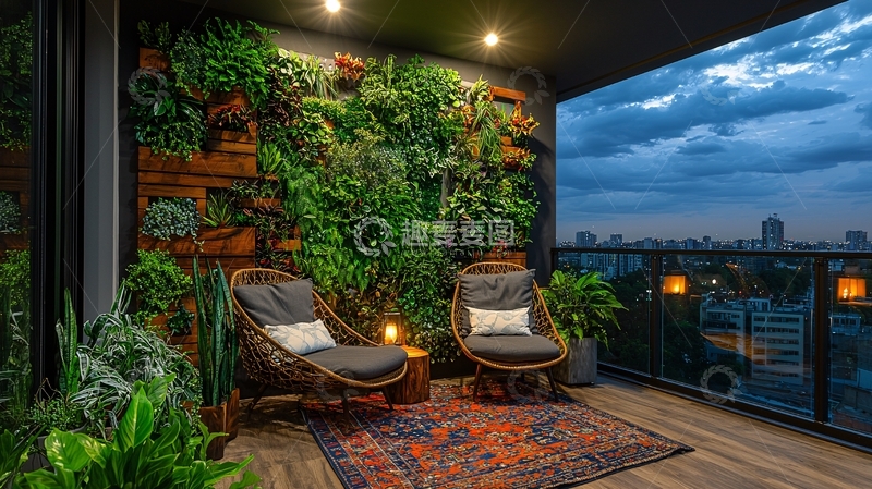高清大图下载【趣麦麦图】阳台绿植休闲区