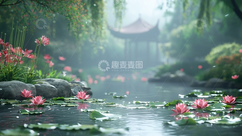 高清大图下载【趣麦麦图】水墨江南雨景
