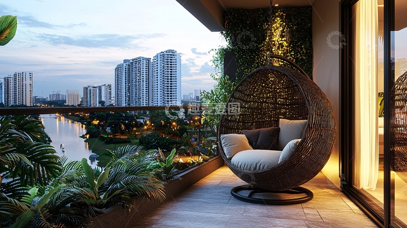 高清大图下载【趣麦麦图】阳台夜景