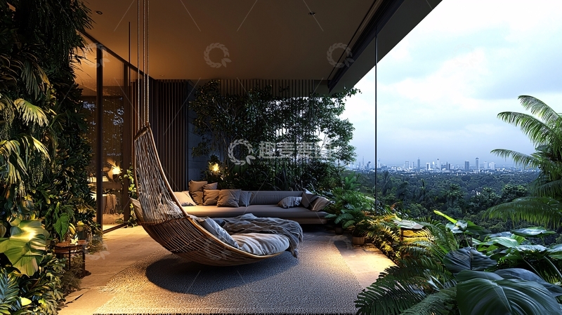 高清大图下载【趣麦麦图】阳台夜景