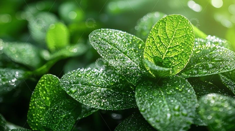高清大图下载【趣麦麦图】绿叶上的水珠